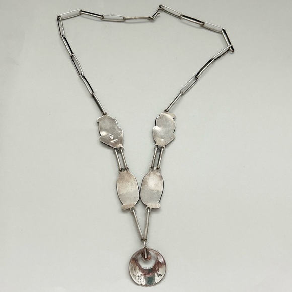 Amazing Vintage Danny Clark Navajo Turquoise Sterling Silver Overlay Necklace - Picture 12 of 14